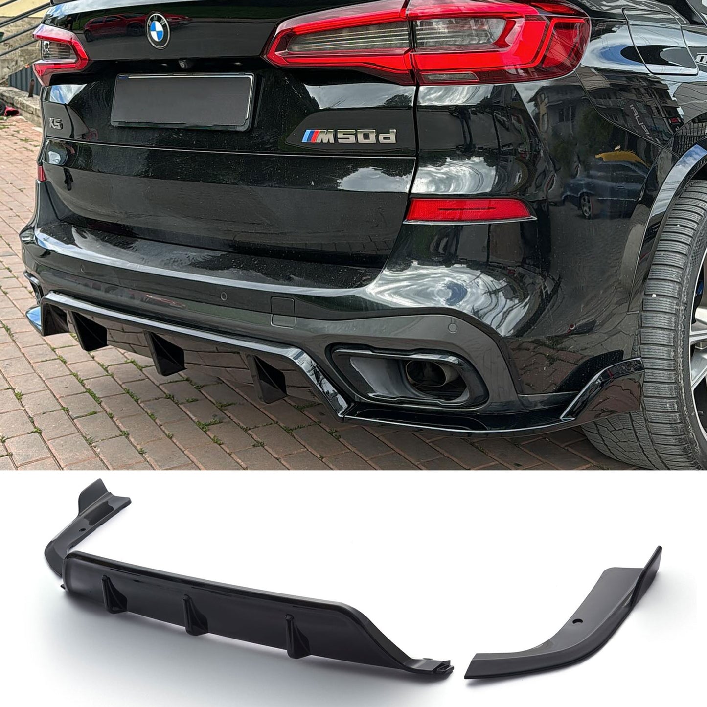 Rear Bumper Diffuser W/Corner Extension For 19-25 BMW X5 G05 M Sport